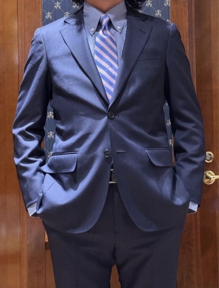 BROOKS BROTHERS ウール ティック シングル2釦アンコンスーツ Slim