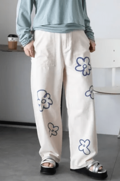 ehka sopo 花スプレープリントパンツ