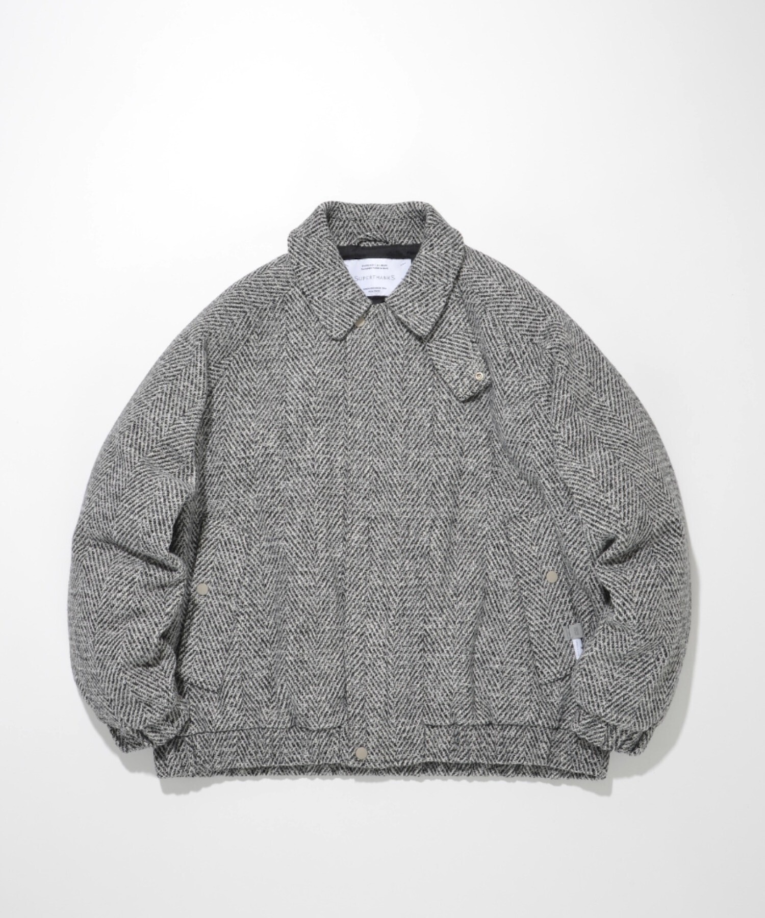 SUPERTHANKS ヘリンボーン素材オーバーサイズ中綿ブルゾン/Herringbone blouson(ユニセックス)