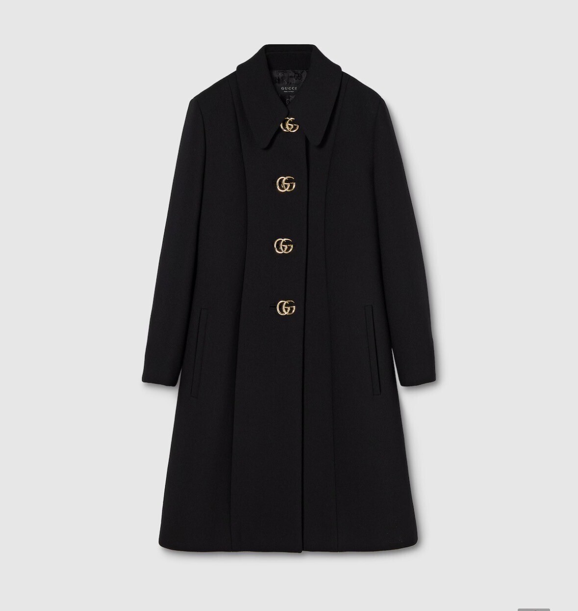 GUCCI ダブルGボタン付きウールナッテコート