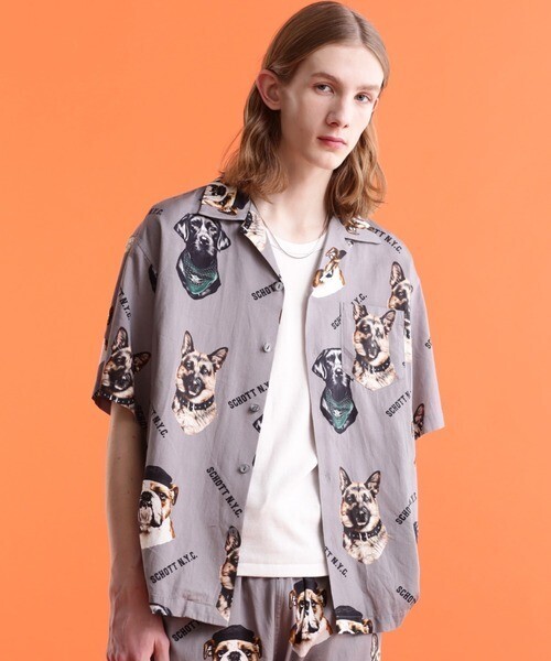 Schott HAWAIIAN SHIRT ' DOG'