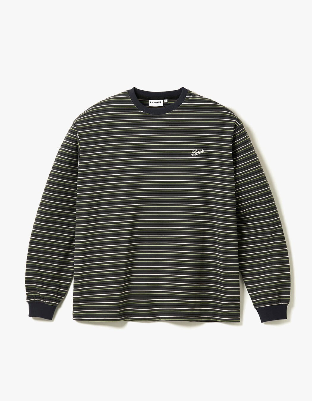 LORES Striped Fleece L/S Tee - Navy