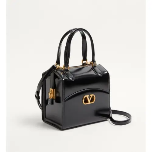 VALENTINO ヴァイン ケース シャイニーカーフスキン ボウリングバッグ