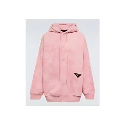 PRADA ジャカード テリークロス ピンク ボタンパーカー