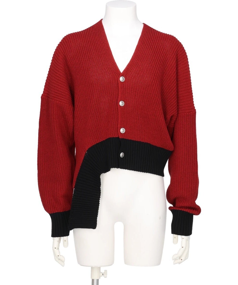 sulvam MIDWEST EXCLUSIVE BROKEN CARDIGAN RED×BLACK