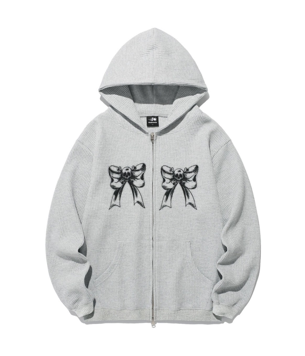 NICE GHOST CLUB SKULL RIBBON WAFFLE HOODIE ZIP