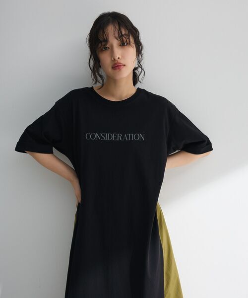 Green Parks ナイロンドッキングロゴワンピース