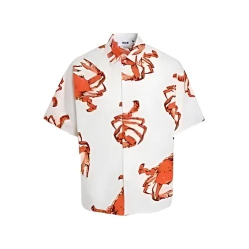 MSGM White poplin shirt with "King crab" print