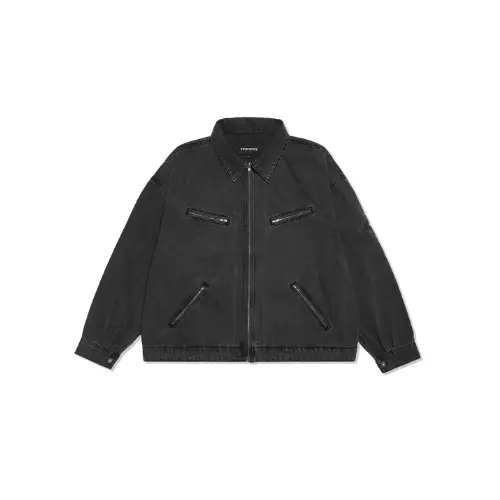 YESEYESEE Loose Fit Zip Up Denim Jacket