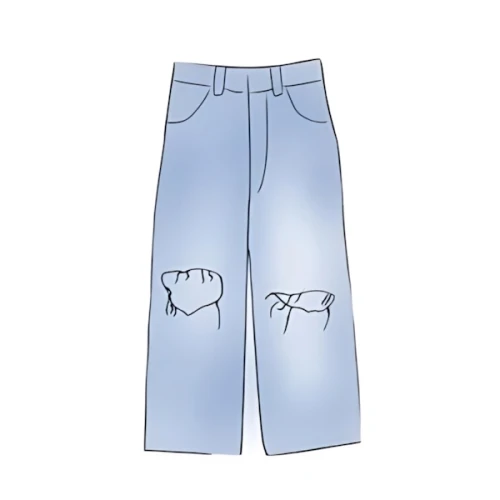 JieDa DAMAGE ONE TUCK WIDE STRAIGHT DENIM