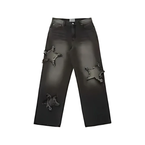YOUTHBATH Wide damage star denim pants/ ワイドデニム ダメージデニム グランジデニム スターデニムパンツ
