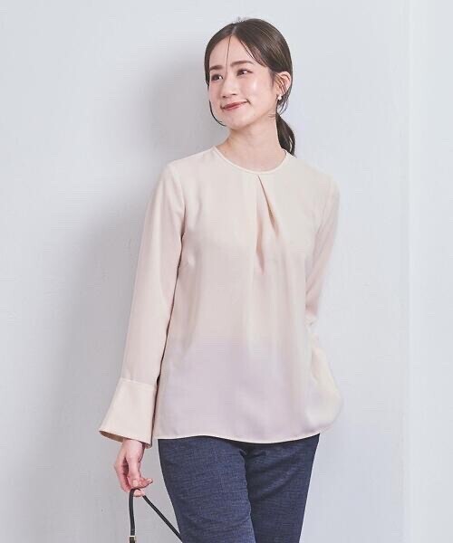 UNITED ARROWS フロントタック ノーカラー ブラウス