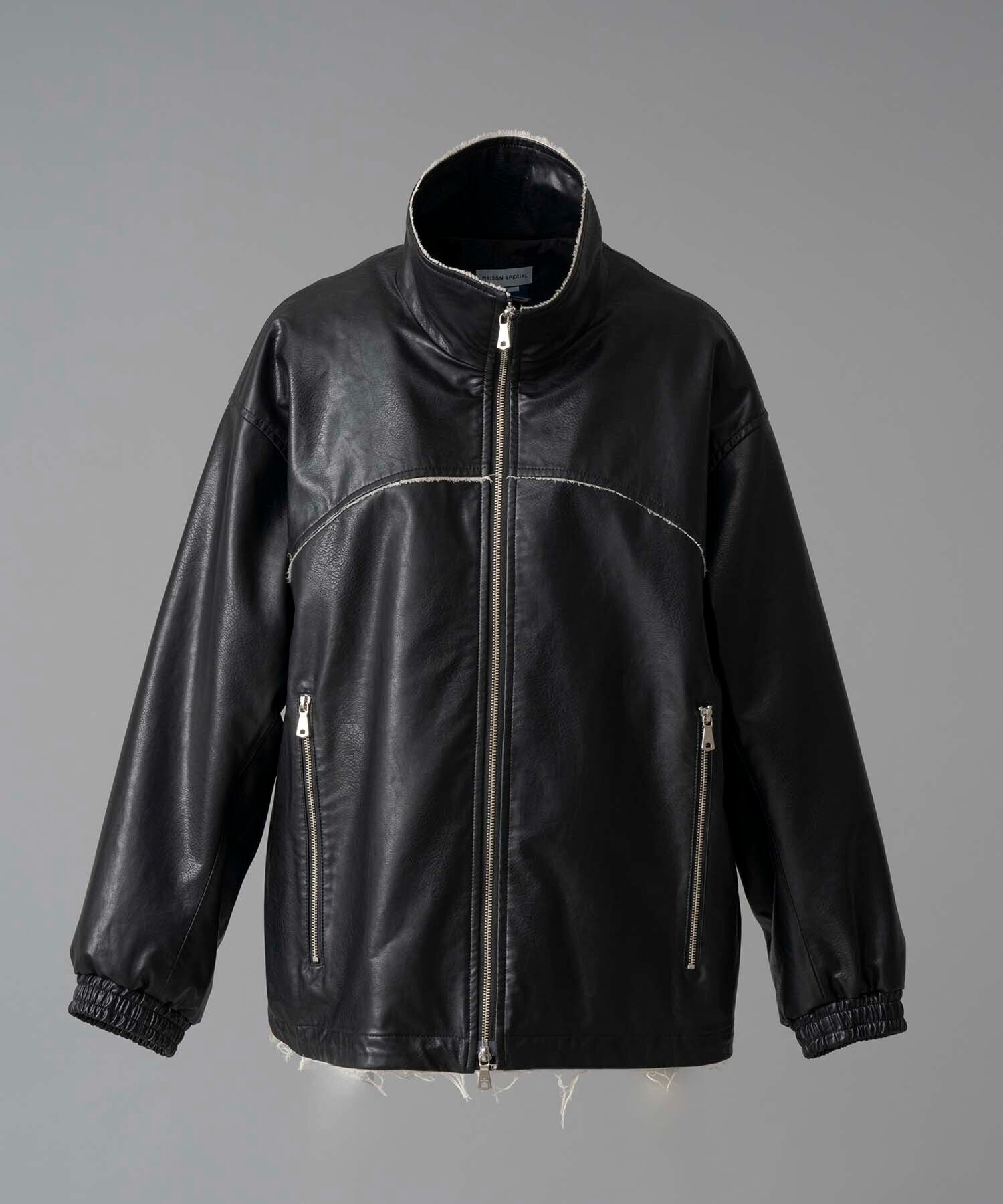 MAISON SPECIAL Artificial Leather Prime-Over Zip-Up Blouson