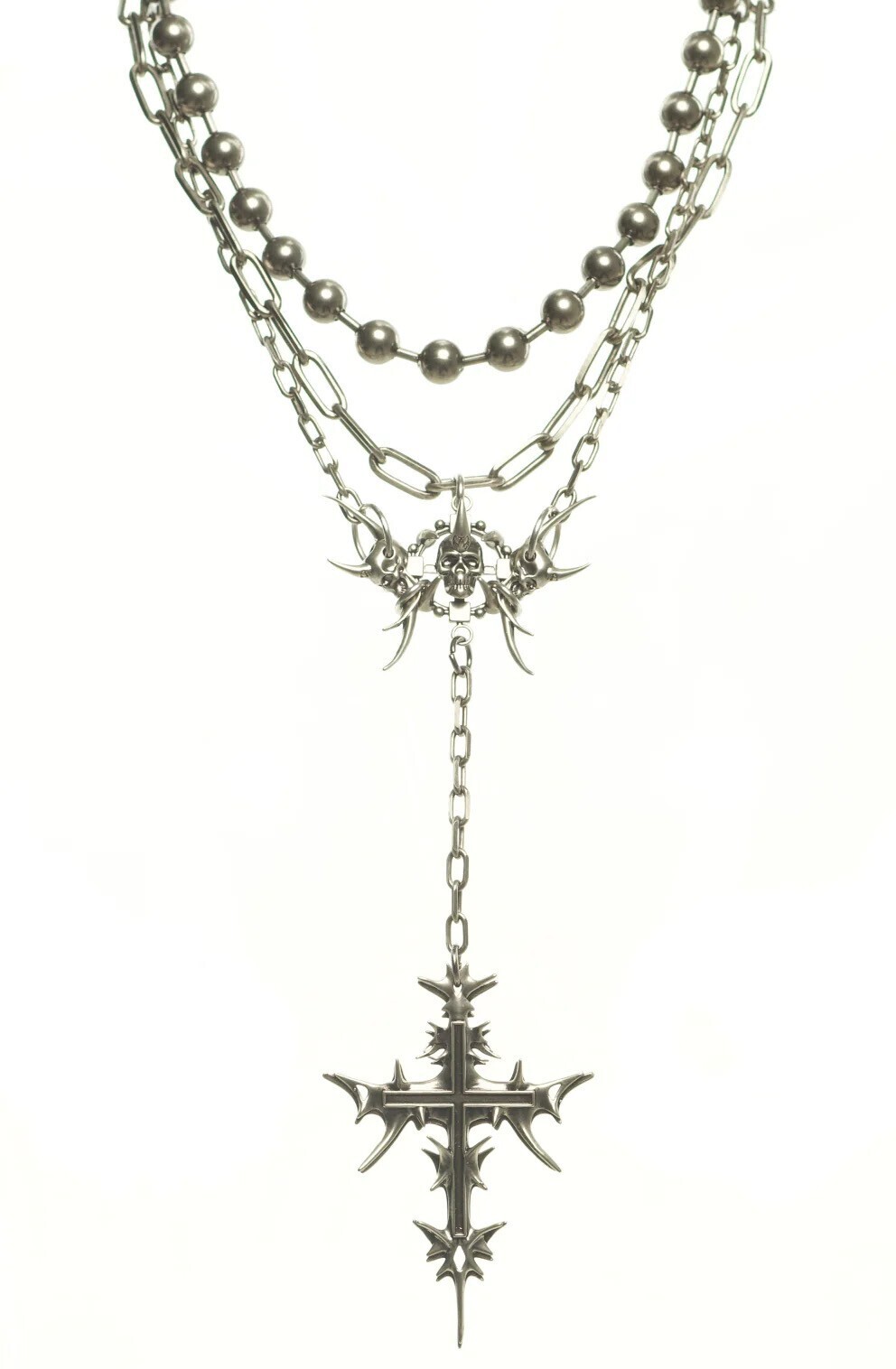 IIIMIII IIIMIII BlackPaintingII Multilayer cross necklace