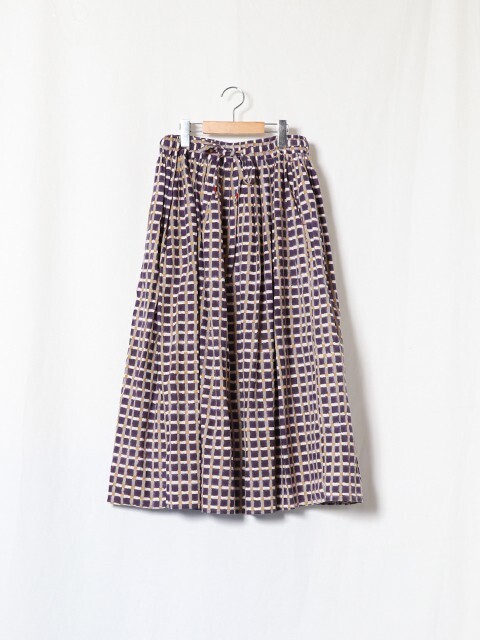 TIGRE BROCANTE ブロックチェックリアンギャザースカート