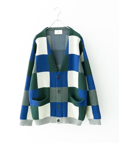 URBAN RESEARCH Sonny Label マルチカラーブロックチェックカーディガン