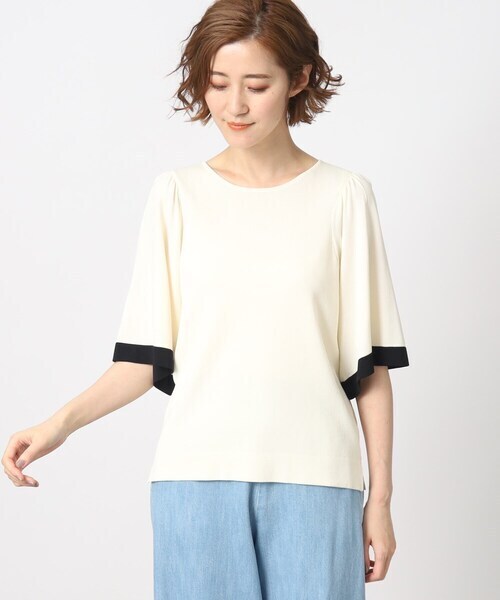 grove 華やかでお手入れ簡単！やわらかドライタッチ フレア袖ニット