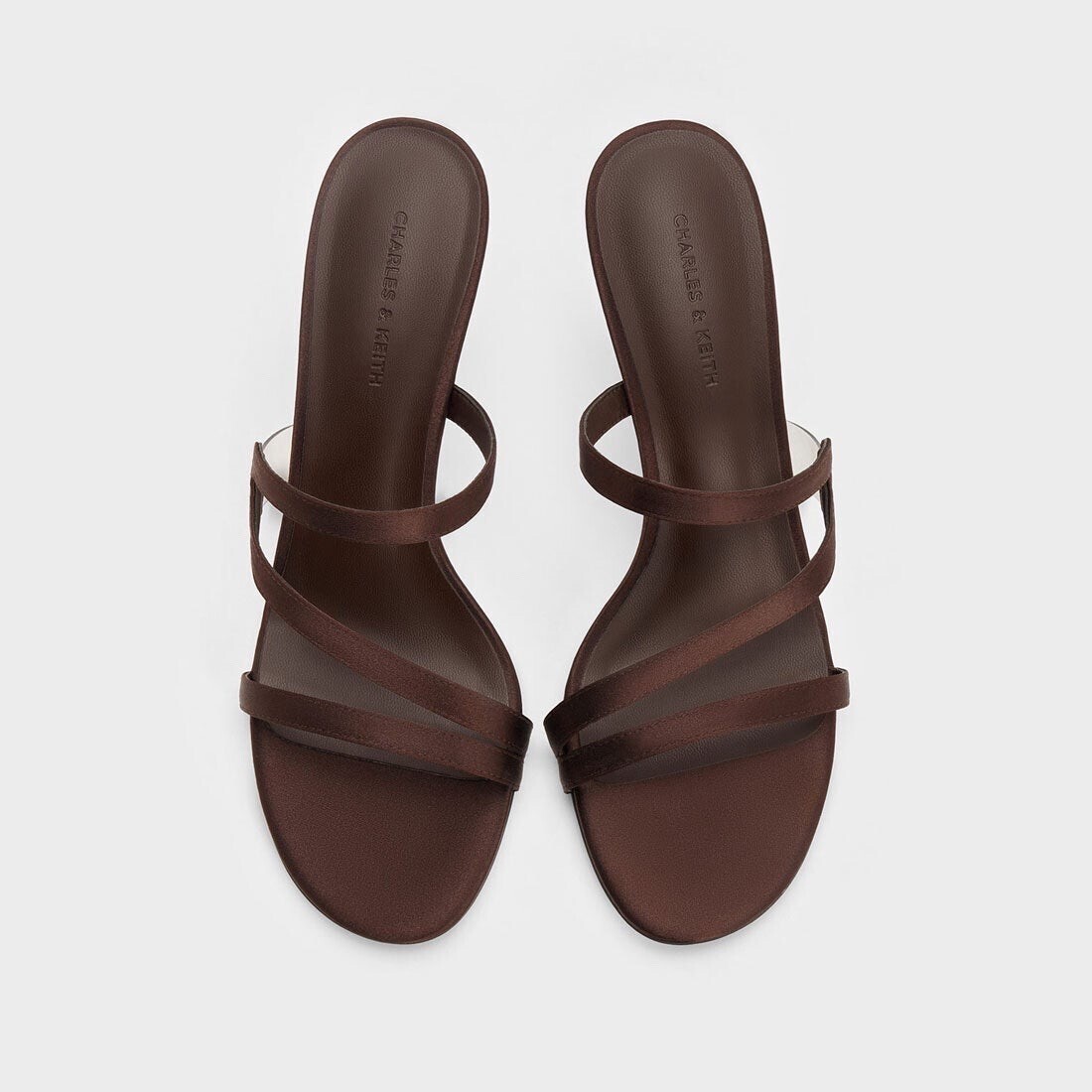 CHARLES & KEITH Arden アーデン サテン ウェイビーヒールミュール （Dark Brown Textured）