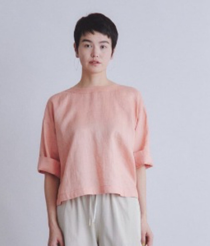 SIPULI Linen Washer 襟ステッチブラウス