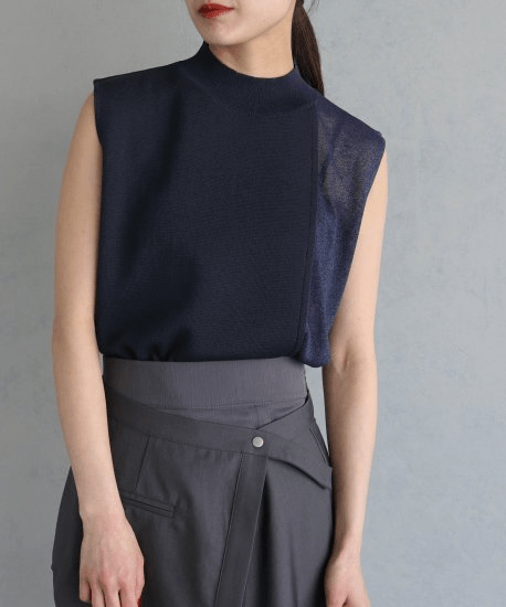 &g’aime SHEER GLITTER SWITCH KNIT TOPS/986-64010