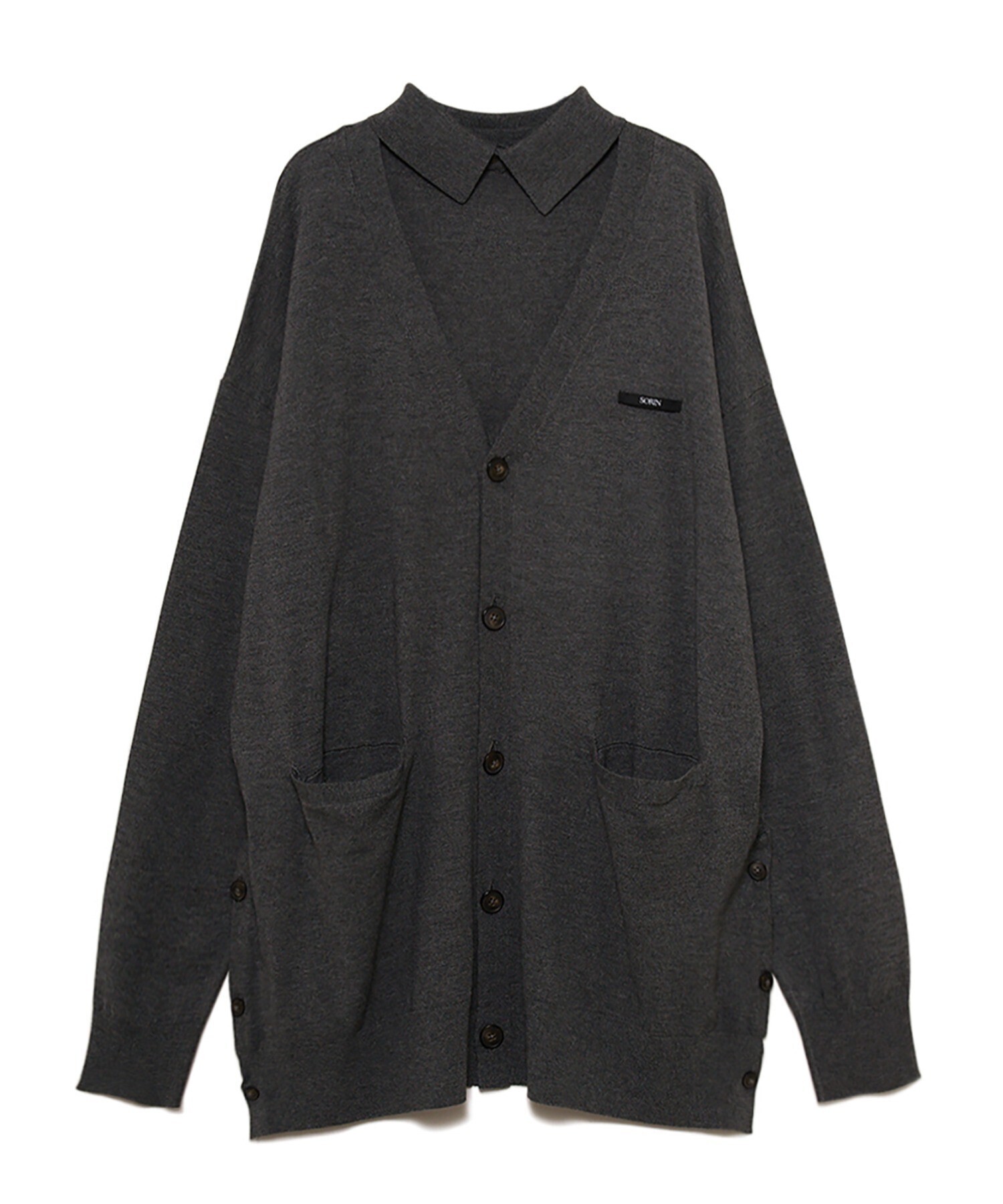 SORIN Stretchy Viscose Shirt Collar Wide Cardigan