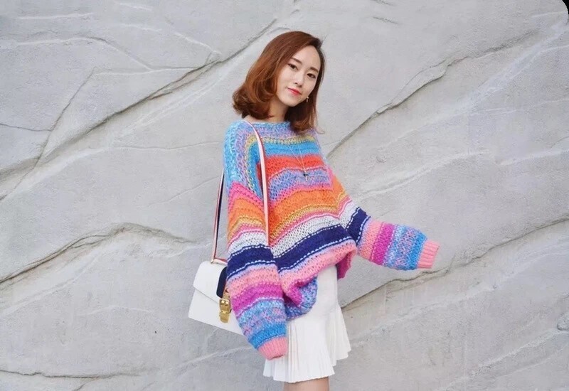 Manoush Oversized Rainbow striped Jumper sweater