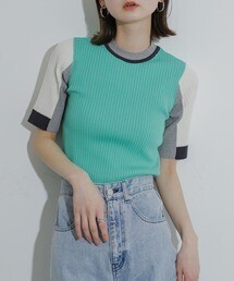 SENSE OF PLACE by URBAN RESEARCH カラーブロッキングコンパクトセーター