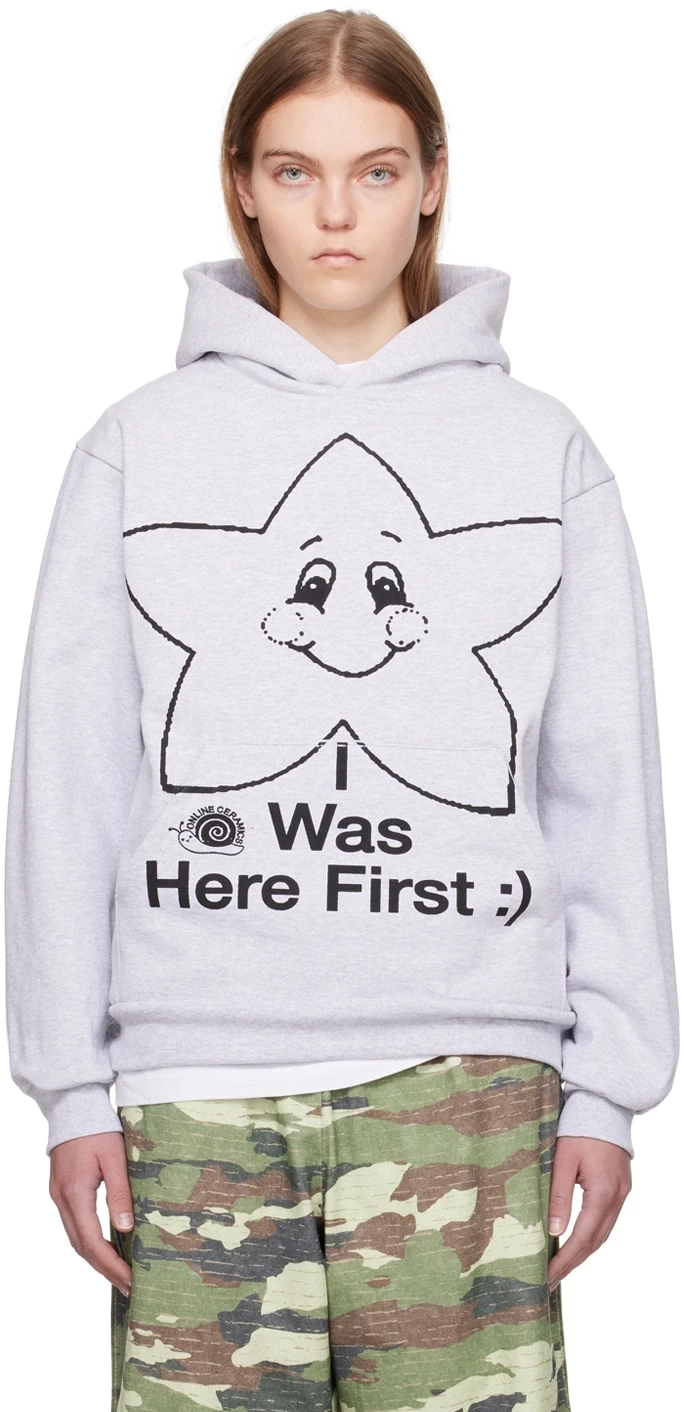 Online Ceramics Gray Happy Star Hoodie