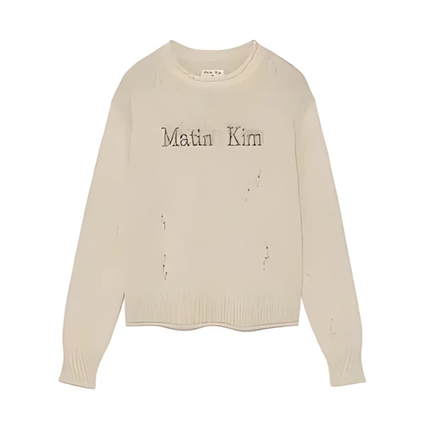 Matin Kim CRACK LOGO VINTAGE KNIT PULLOVER
