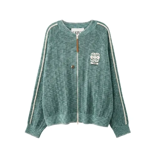 SATUR Point Stitch Crochet Knit Zip-up