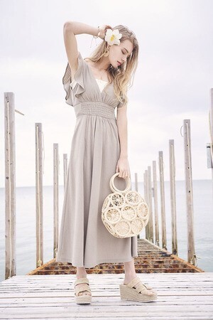 To the sea カットラッフルシャーリングワンピース