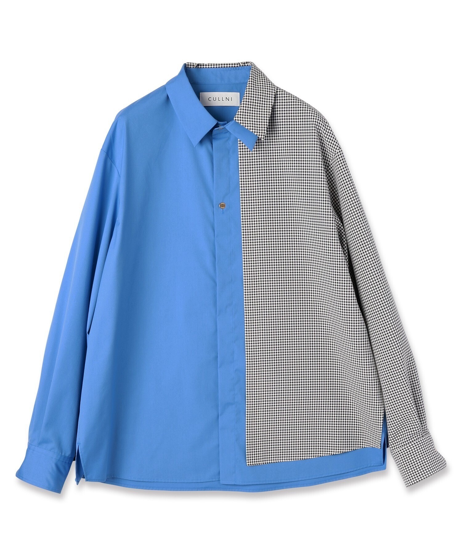 CULLNI Gingham Check Asymmetrical Layered Shirt