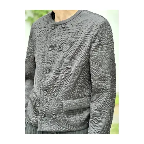 TAAKK SHRINK QUILTING COLLARLESS JACKET