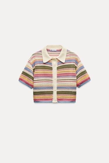 ZARA クロシェ ポロトップス