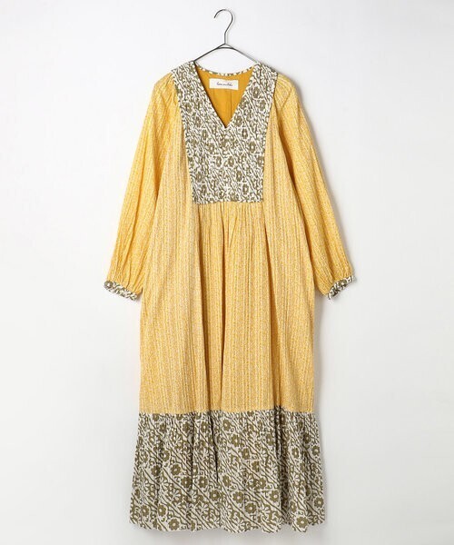 FREAK'S STORE COTTON LUREX DOUBLE FLOWER PRINT/コットンルレックスダブルフラワープリントワンピース