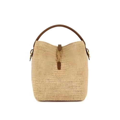 SAINT LAURENT LE 37 raffia bucket bag