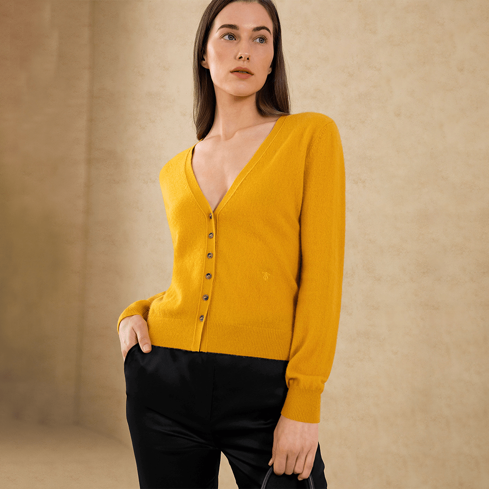 LILYSILK LILYSILK Vネック カシミヤ ニット カーディガン