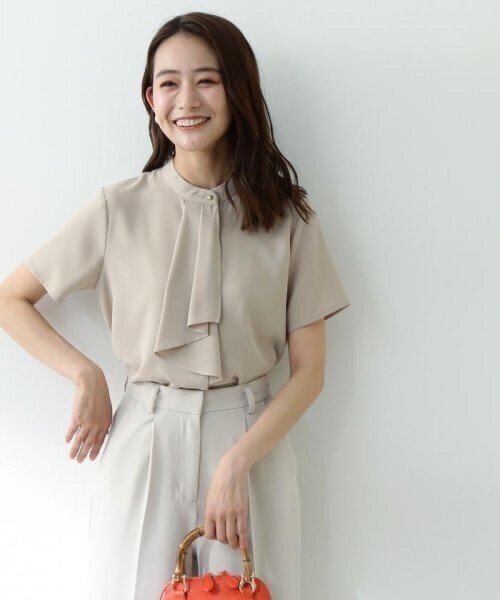 N.Natural Beauty Basic ボウタイ風半袖ブラウス