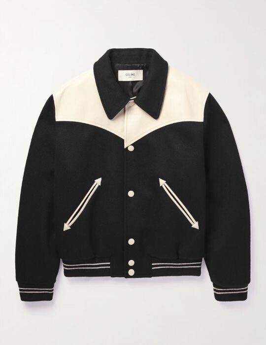 CELINE HOMME レザーパネル付き テディジャケット