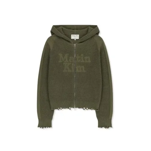 Matin Kim WAFFLE TEXTURE HOODY KNIT ZIP UP
