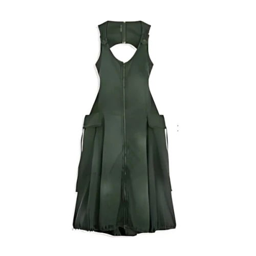 OPEN YY FIELD POCKET ZIP DRESS, KHAKI