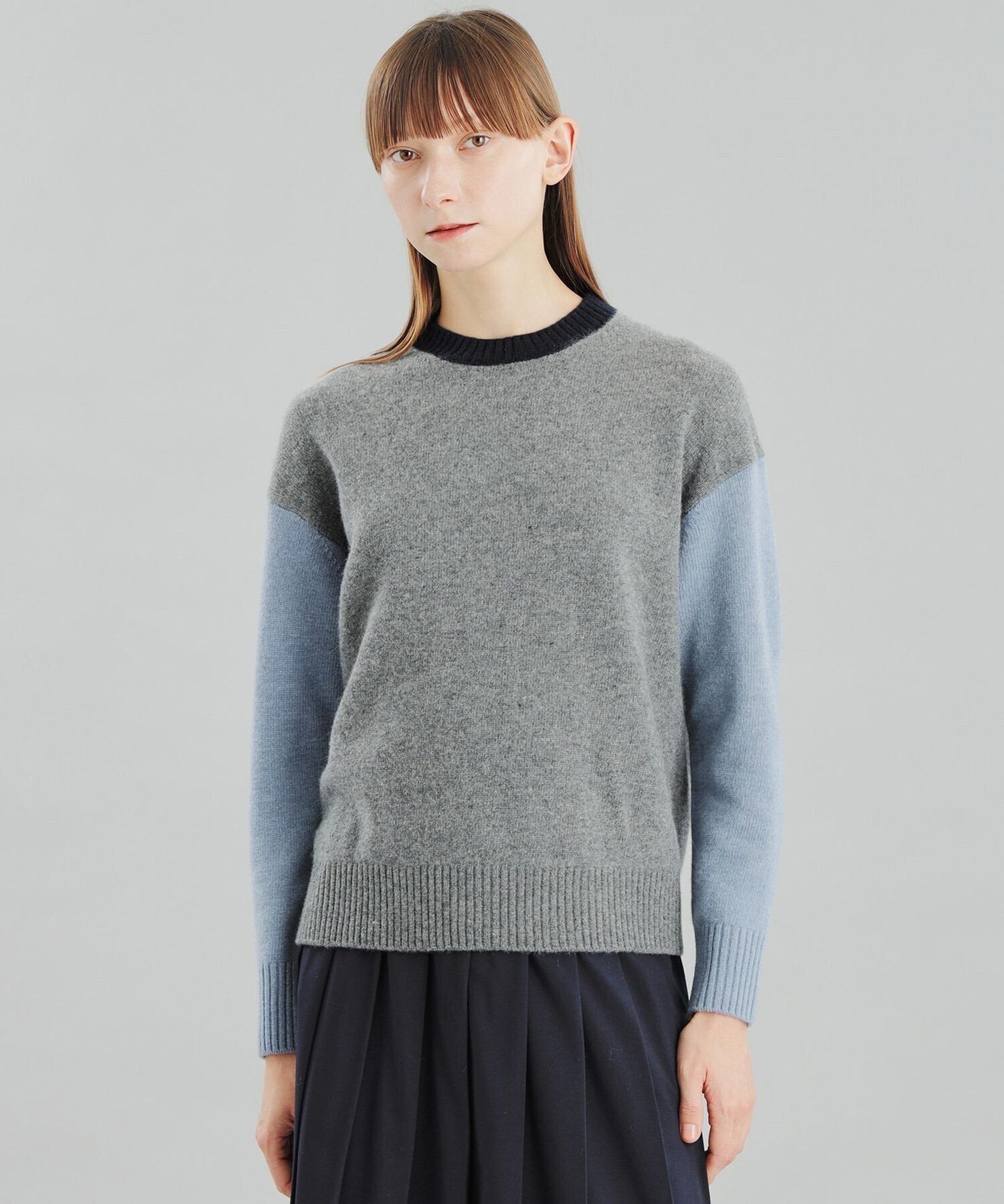 MACKINTOSH PHILOSOPHY GREY LABEL ウールカシミヤカラーブロックニット