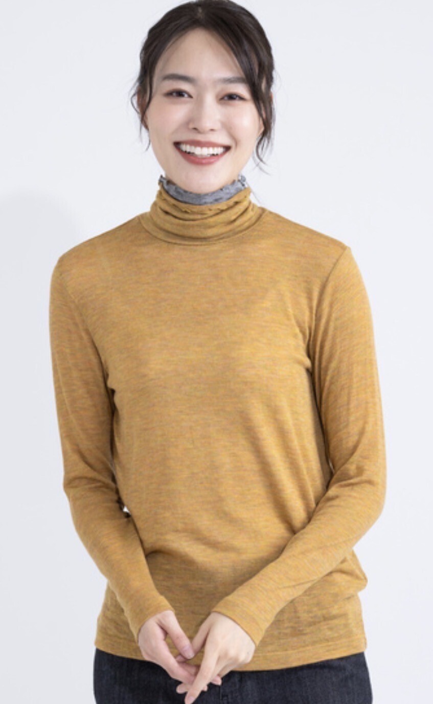 Hush Puppies ウールガーゼ2重襟ハイネック