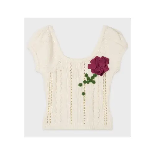 SINOON SN Flower Puff Knit Top