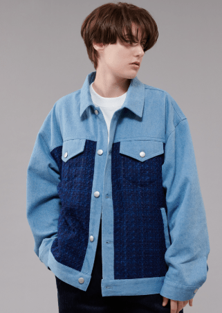 ONCILY TWEED DOCKING DENIM JACKET