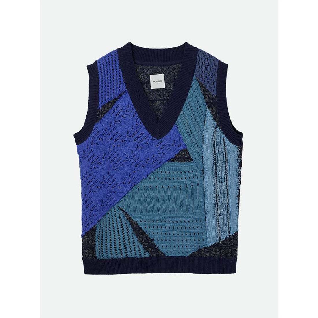 NOUNLESS PATCHWORK V NECK KNIT VEST