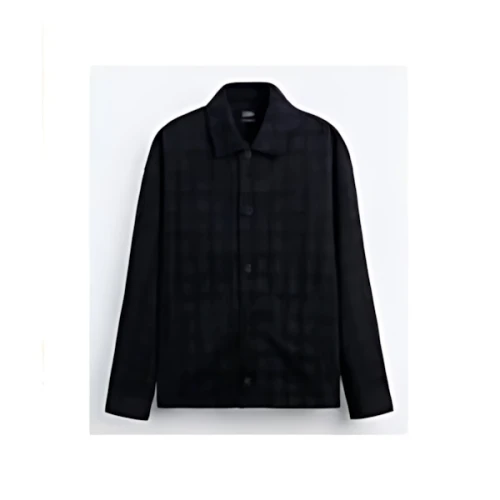 ZARA ハウンドトゥース テクスチャー シャツジャケット