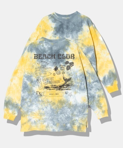 CUBE SUGAR 16/-OE 天竺 タイダイ バックプリント クルーPO