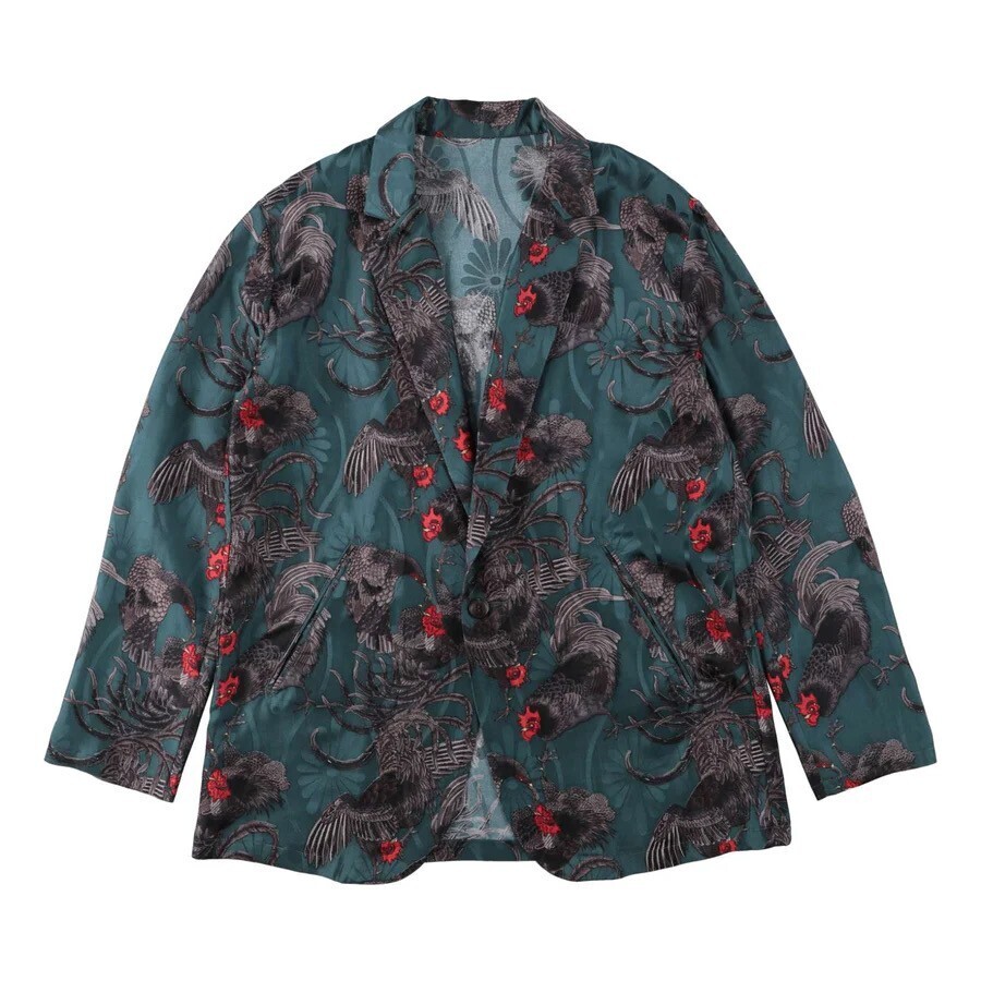 NIPOALOHA BLACK GAME COCK / JAKUCHU ITO / Jacket