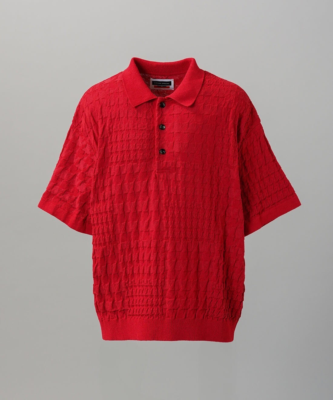 MAISON SPECIAL Links Jacquard Houndstooth Pattern Prime-Over Short Sleeve K